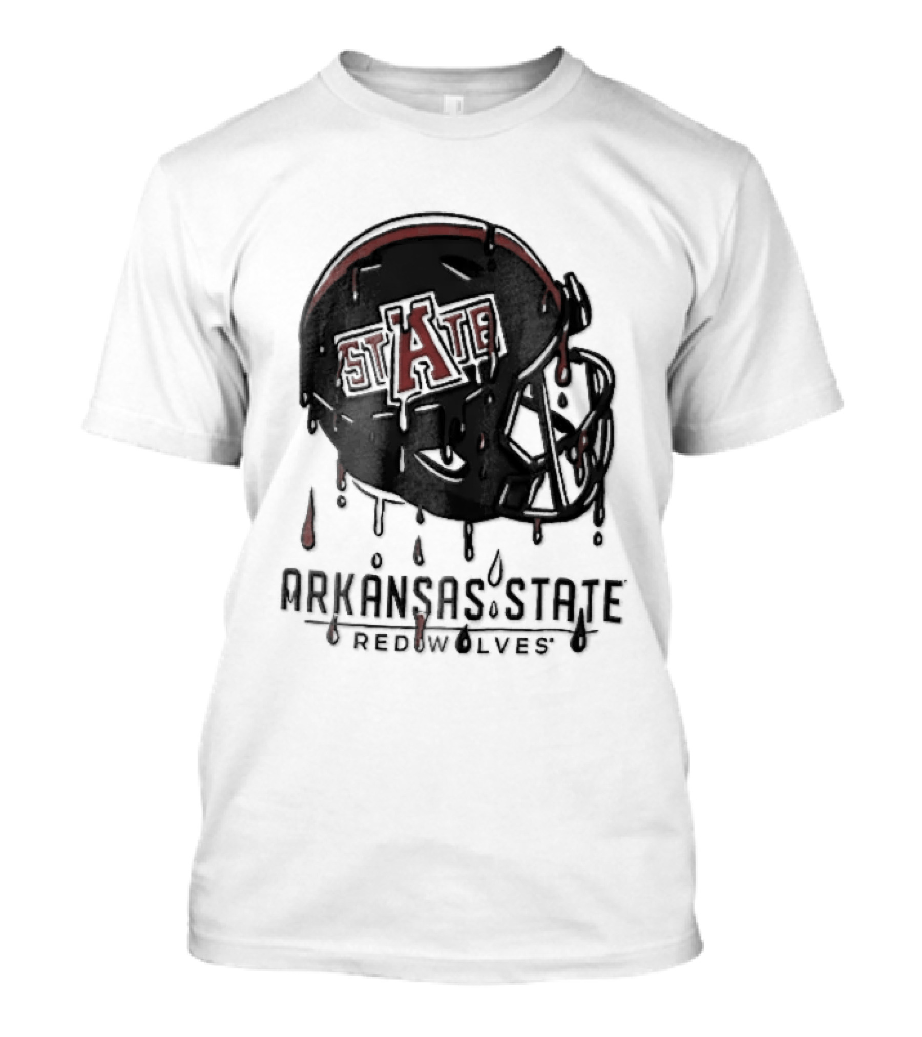 Arkansas State Redwolves State Dripping Liquid Paint Football Helmet T-Shirt
