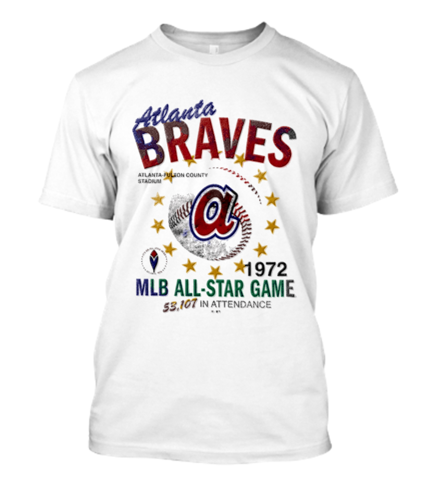 Atlanta Braves 1972 MLB All Star Game Atlanta Fulton County Stadium 53107 In Attendance T-Shirt