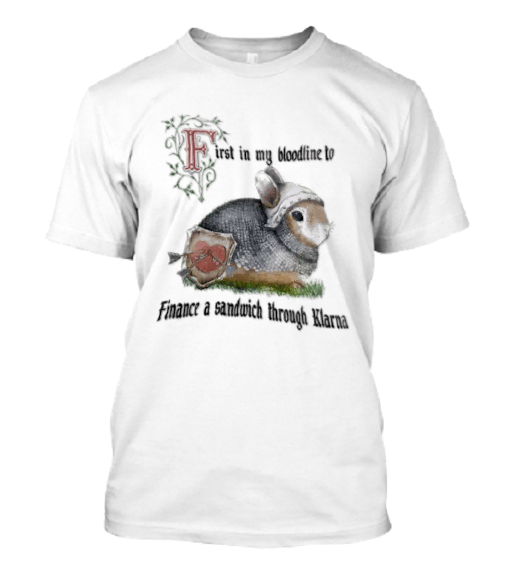 First In My Bloodline To Finance A Sandwich Through Klarna Knight Bunny Chainmail Shield T-Shirt