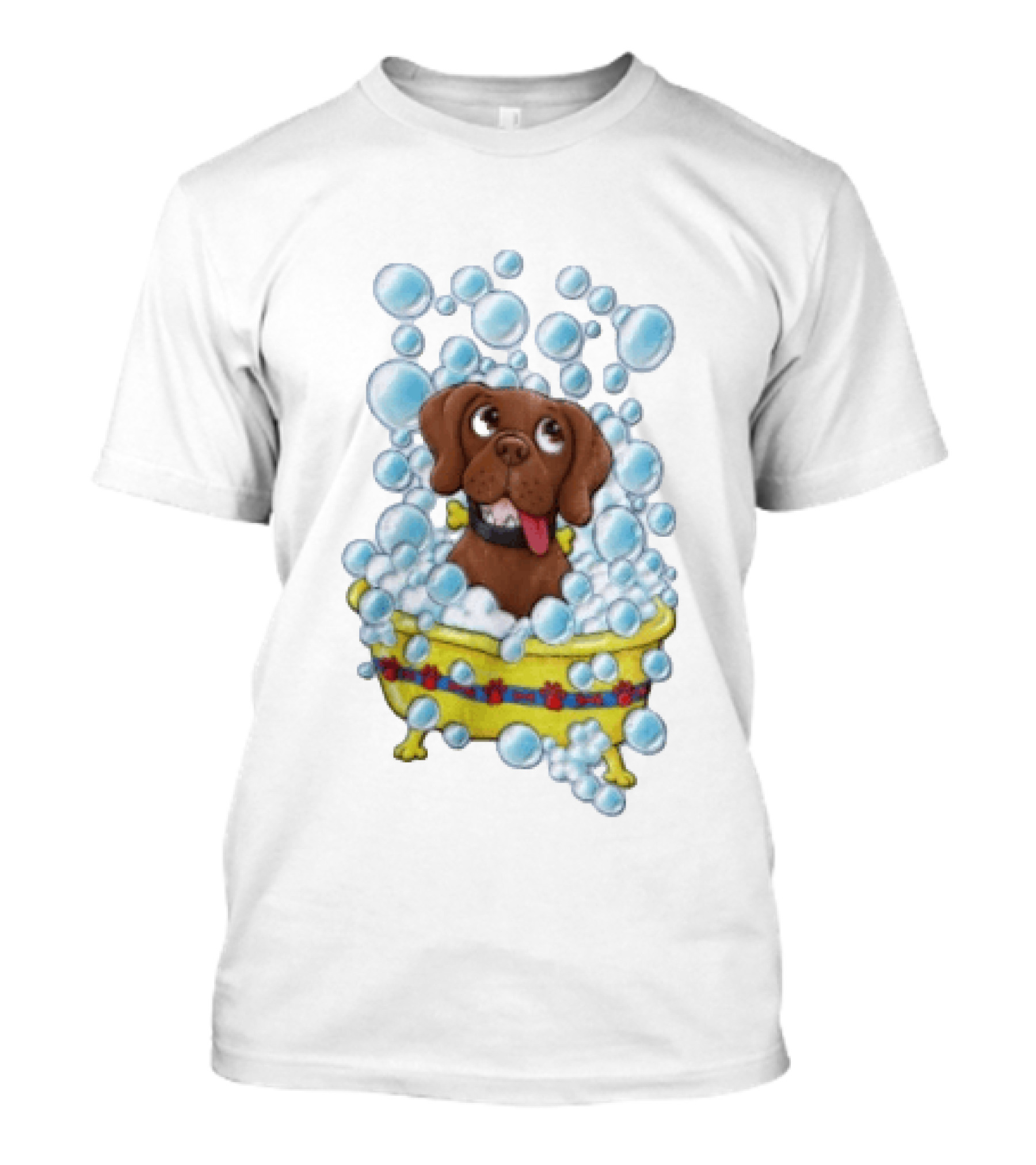 Goofy Dog Surrounded By Bubbles In Yellow Tub T-Shirt