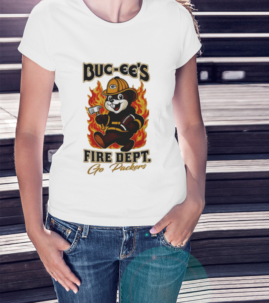Buc Ee's Fire Dept Go Packers Axe Football Helmet T-Shirt