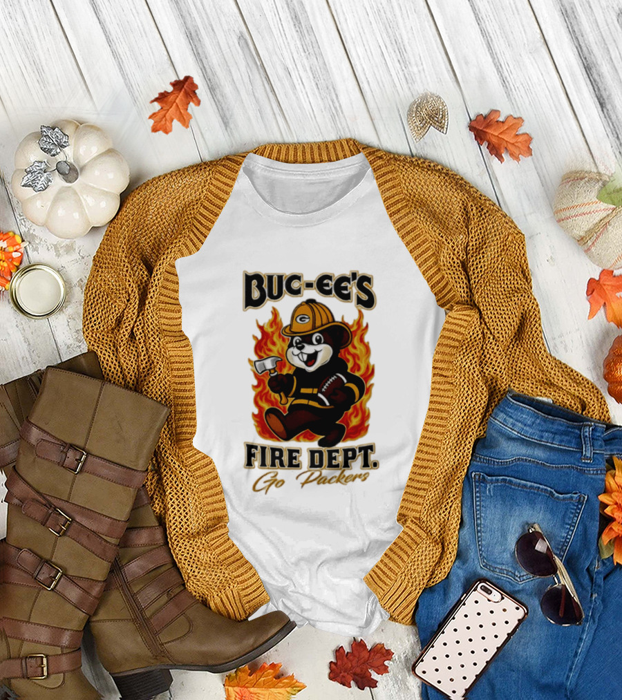 Buc Ee's Fire Dept Go Packers Axe Football Helmet T-Shirt