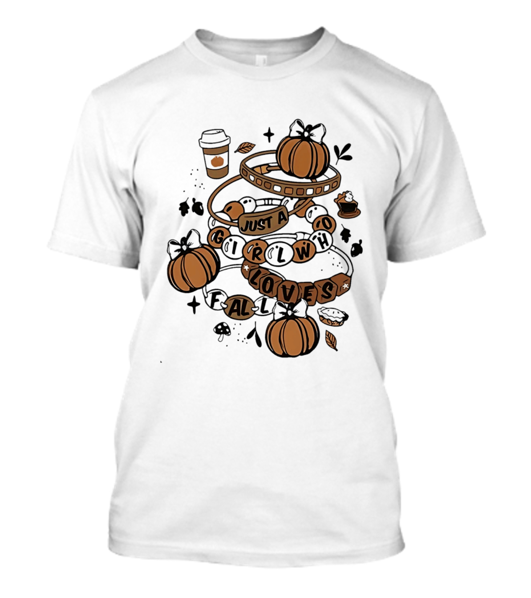 Just A Girl Who Loves Fall With Pumpkins And Coffee Cup T-Shirt