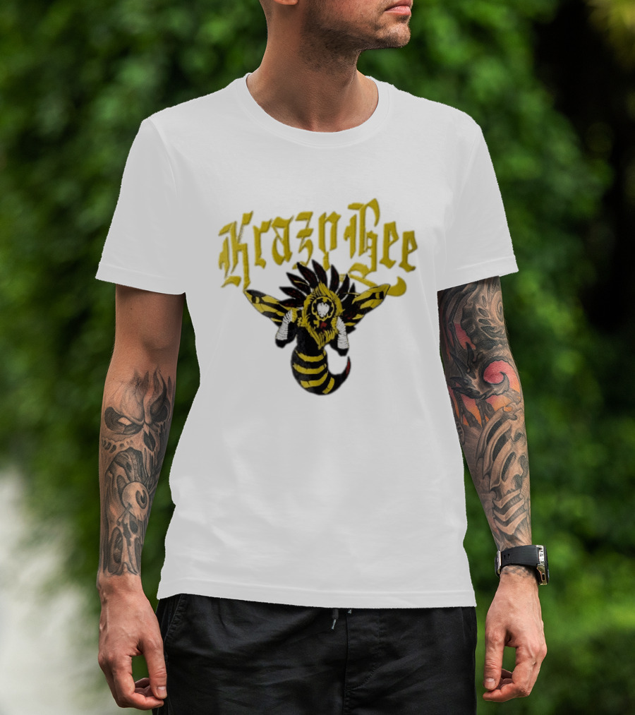 Krazy Bee Fighter Yellow Black Illustrated Bee T-Shirt