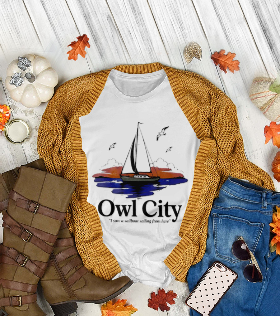 Owl City Smooth Sailing Scenic Sunset Adventure T-Shirt