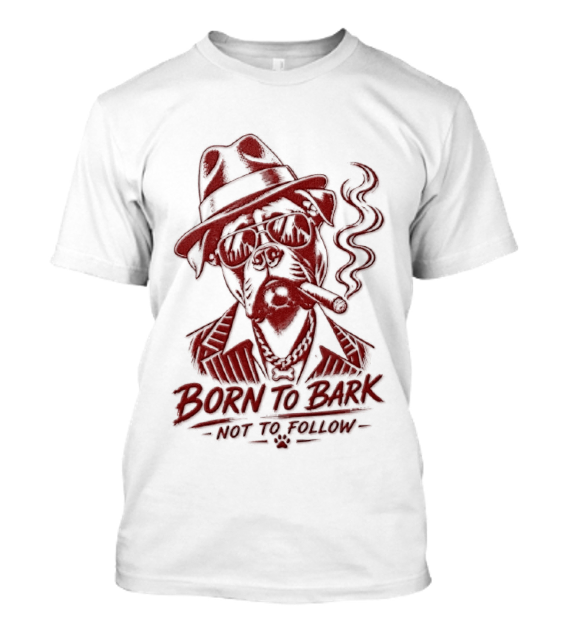 Born To Bark Not To Follow Pitbull With Fedora And Pipe T-Shirt