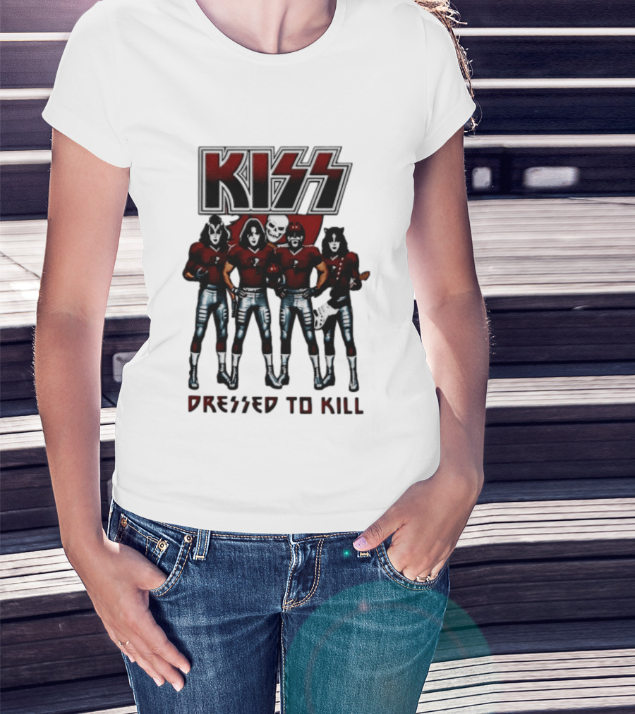 KISS Tampa Bay Buccaneers Dressed To Kill Football T-Shirt