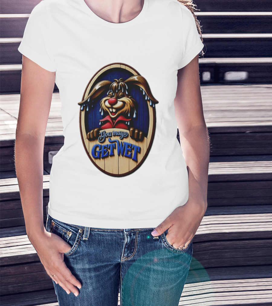 You May Get Wet Bunny Rabbit Cartoon Dripping Ears T-Shirt