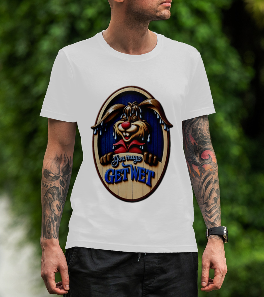 You May Get Wet Bunny Rabbit Cartoon Dripping Ears T-Shirt
