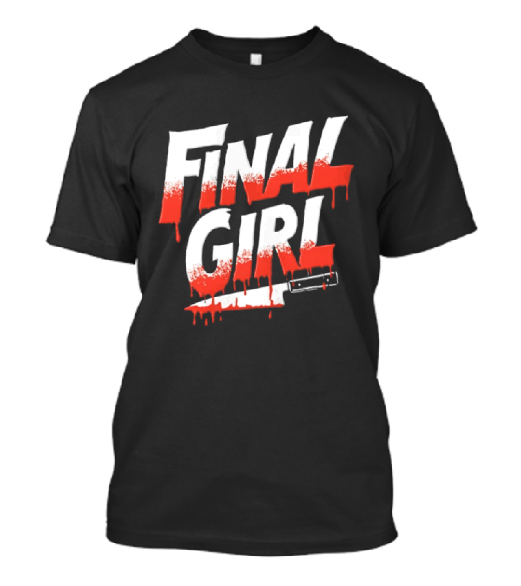 Final Girl Dripping Blood Kitchen Knife Horror Slasher T-Shirt
