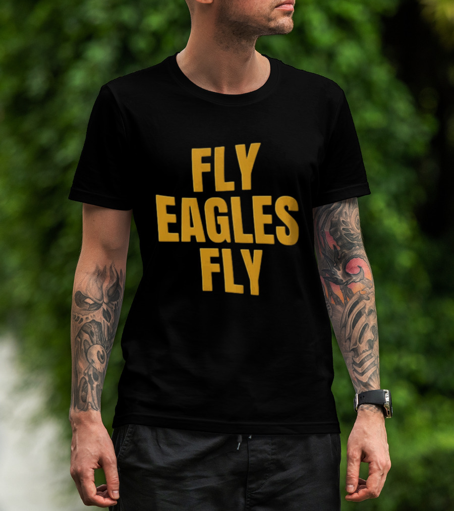 Fly Eagles Fly Philadelphia Yellow Stacked T-Shirt