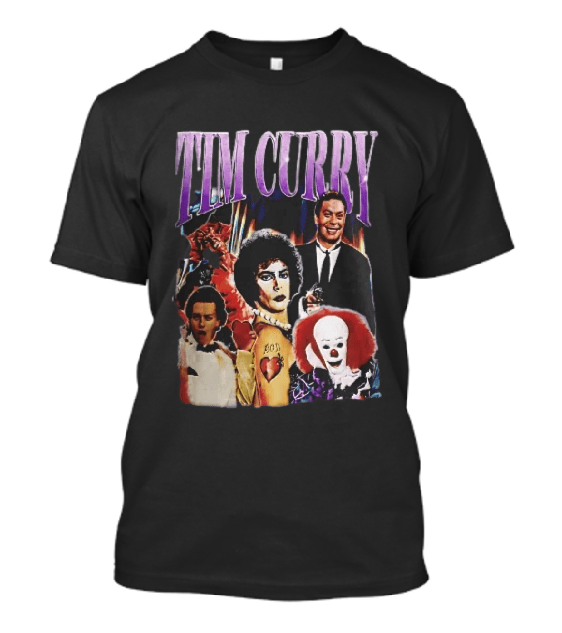 Tim Curry Dr Frank And Furter Pennywise Darkness Wadsworth Movie Roles Collage T-Shirt