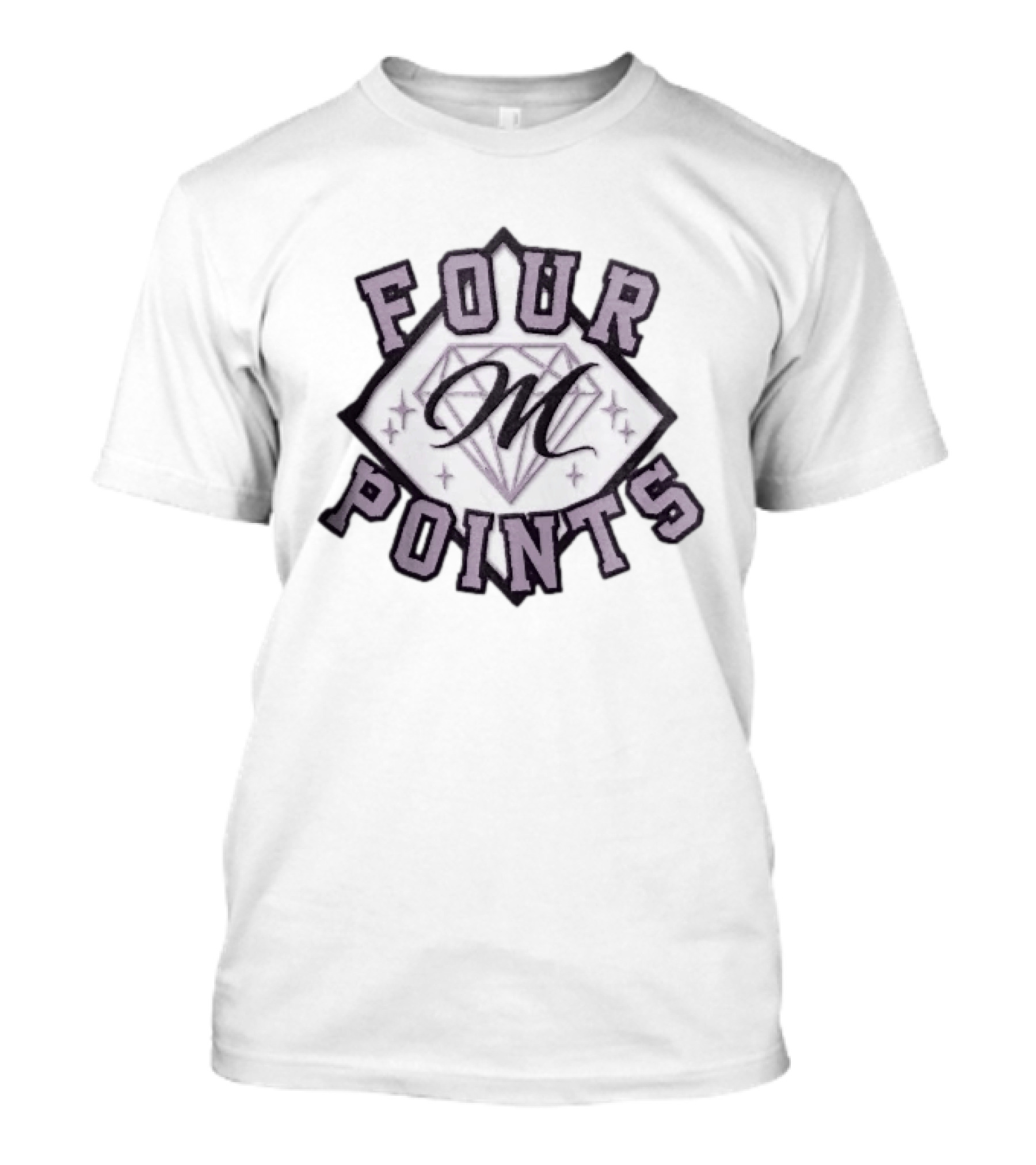 Four Points Cursive M Pastel Diamond Gemstone Sparkles T-Shirt