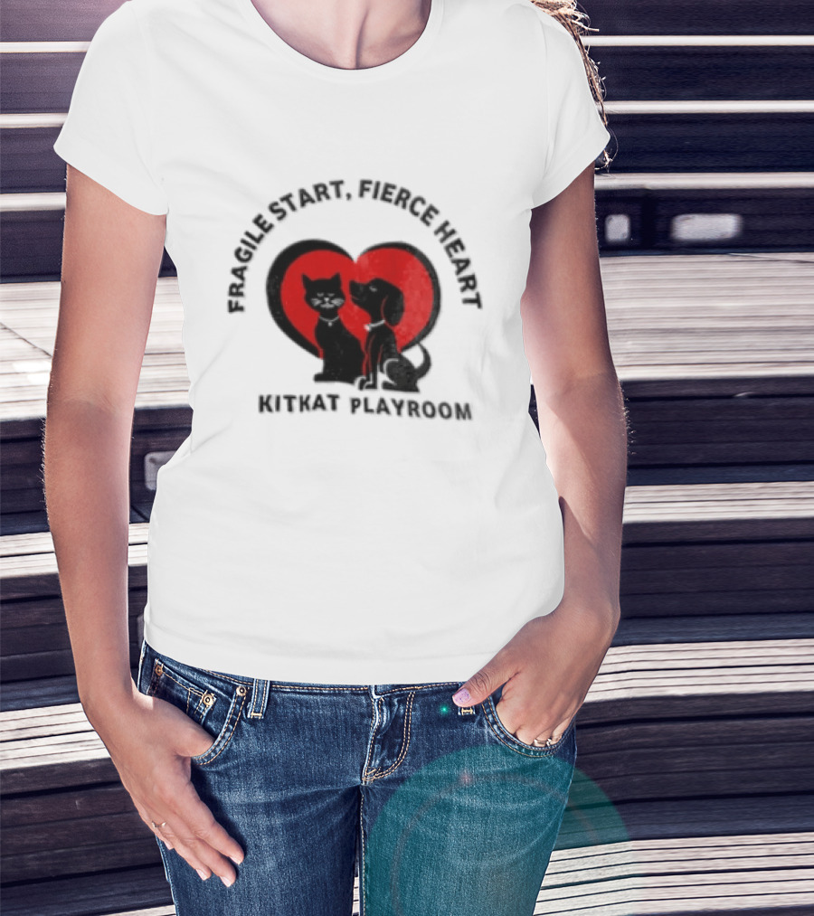 Fragile Heart Fierce Start Kitkat Playroom Black Cat And Dog T-Shirt