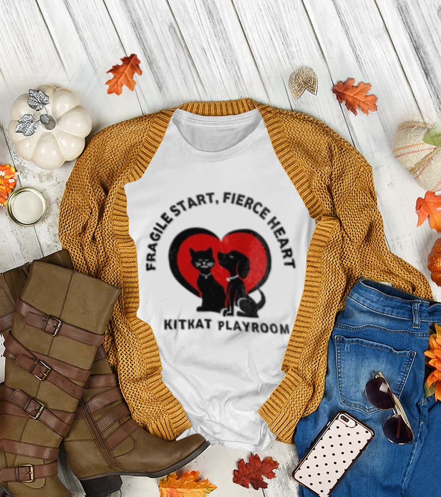 Fragile Heart Fierce Start Kitkat Playroom Black Cat And Dog T-Shirt