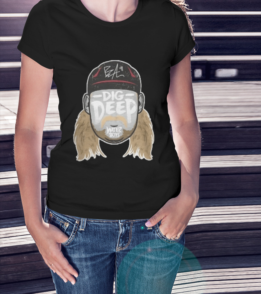 Waterboys Dig Deep Chris Long Mullet Mustache Cap Caricature T-Shirt