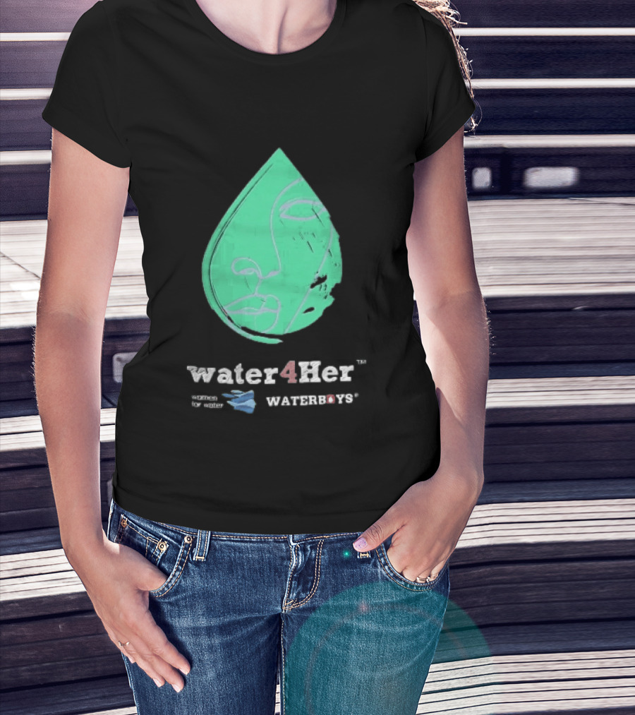 Water4Her Waterboys Green Waterdrop Line Face Women For Water T-Shirt
