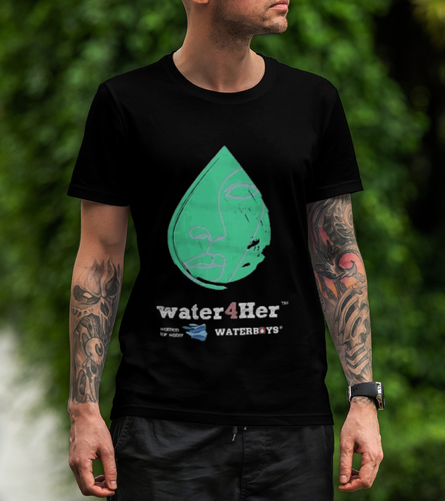 Water4Her Waterboys Green Waterdrop Line Face Women For Water T-Shirt