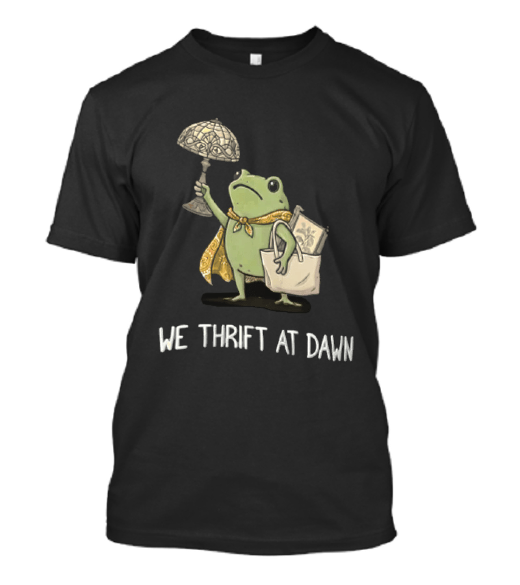 We Thrift At Dawn Frog Holding Stained Glass Lamp Scarf And Bag T-Shirt