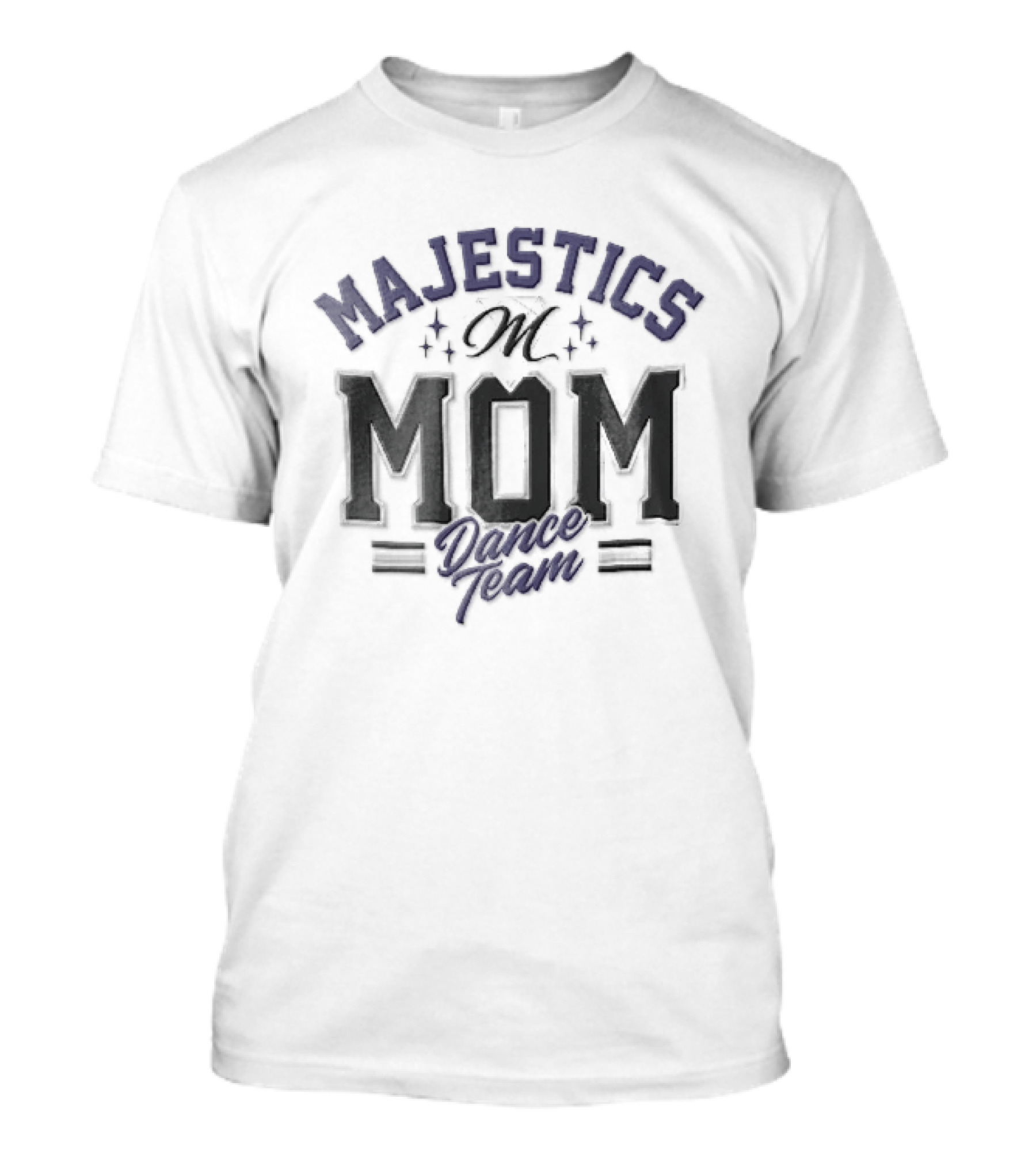 Majestics Mom Dance Team Sparkling Script Letter M T-Shirt