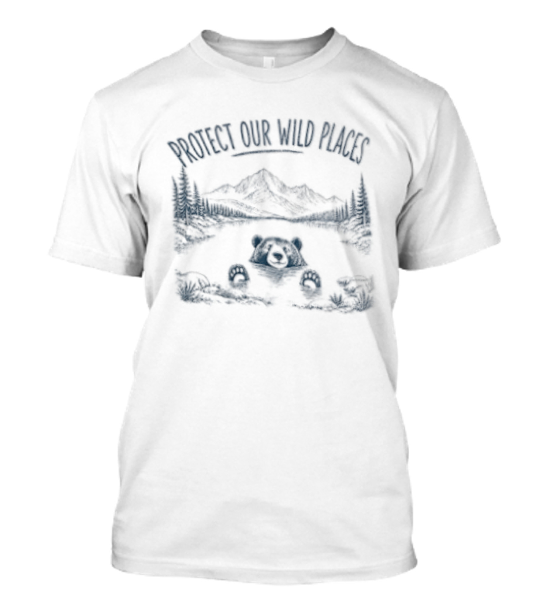 Protect Our Wild Places Bear Mountain Lake Scene T-Shirt