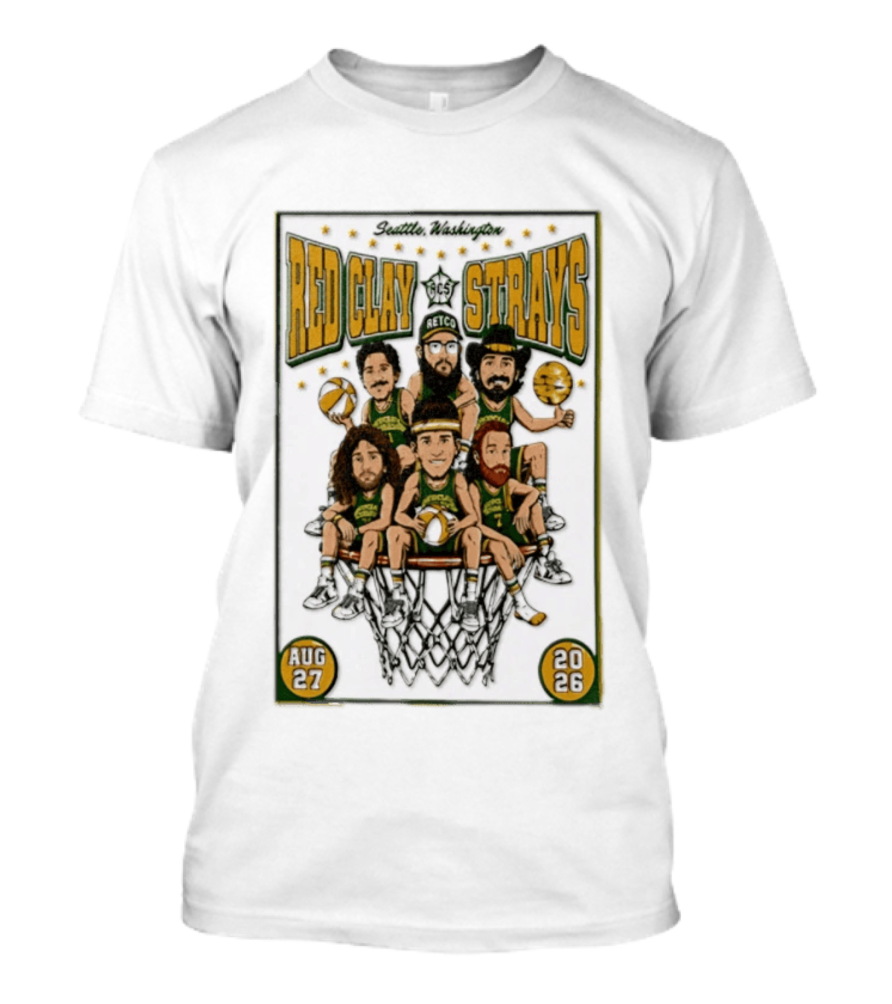 Seattle Washington Aug 27 2026 Red Clay Strays Basketball Tour T-Shirt