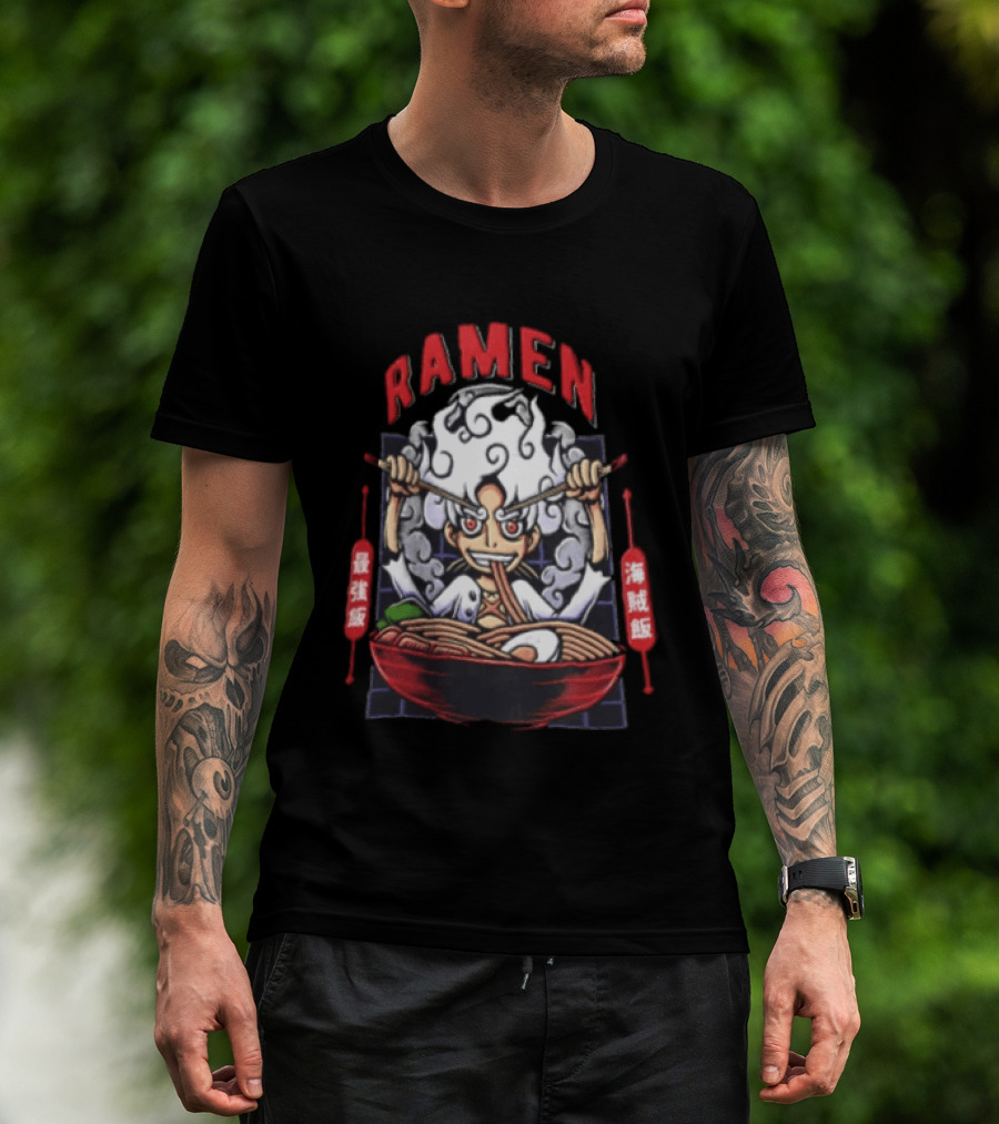 Ramen Pirate With Chopsticks Eating Noodles Anime T-Shirt