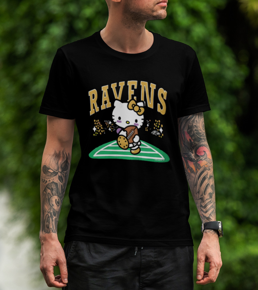 Hello Kitty Baltimore Ravens Football Collaboration T-Shirt
