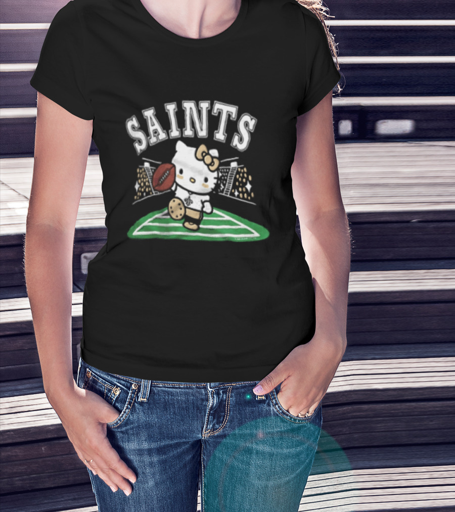 Hello Kitty New Orleans Saints Football Mascot Fan Gear T-Shirt