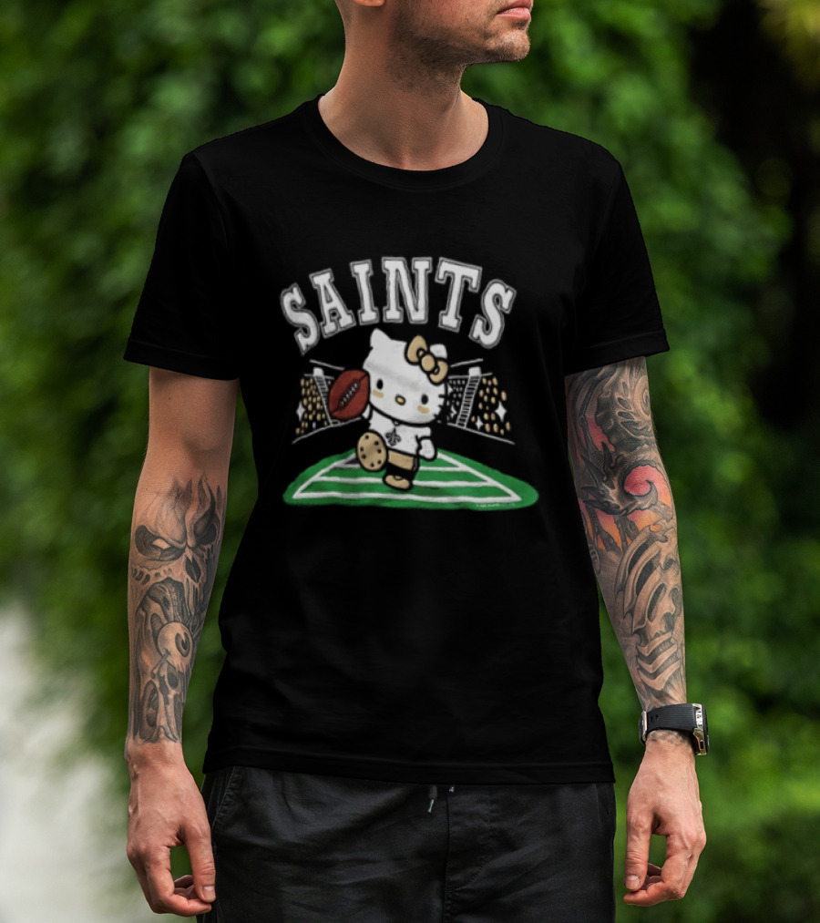 Hello Kitty New Orleans Saints Football Mascot Fan Gear T-Shirt