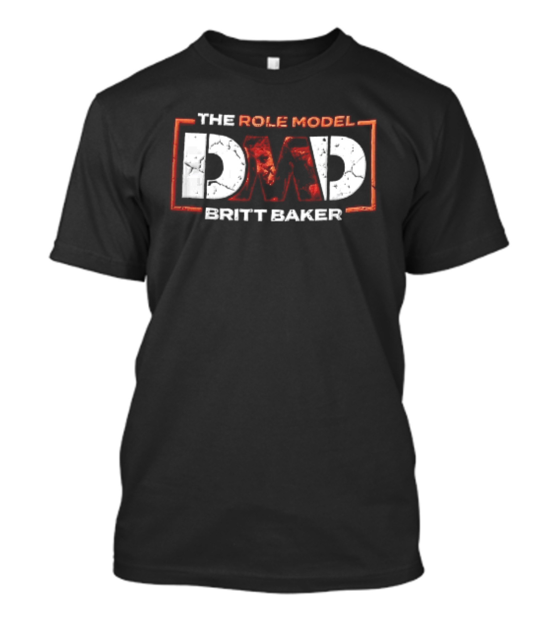 The Role Model DMD Britt Baker Wrestler Photo Inset Orange Box Frame Stencil T-Shirt