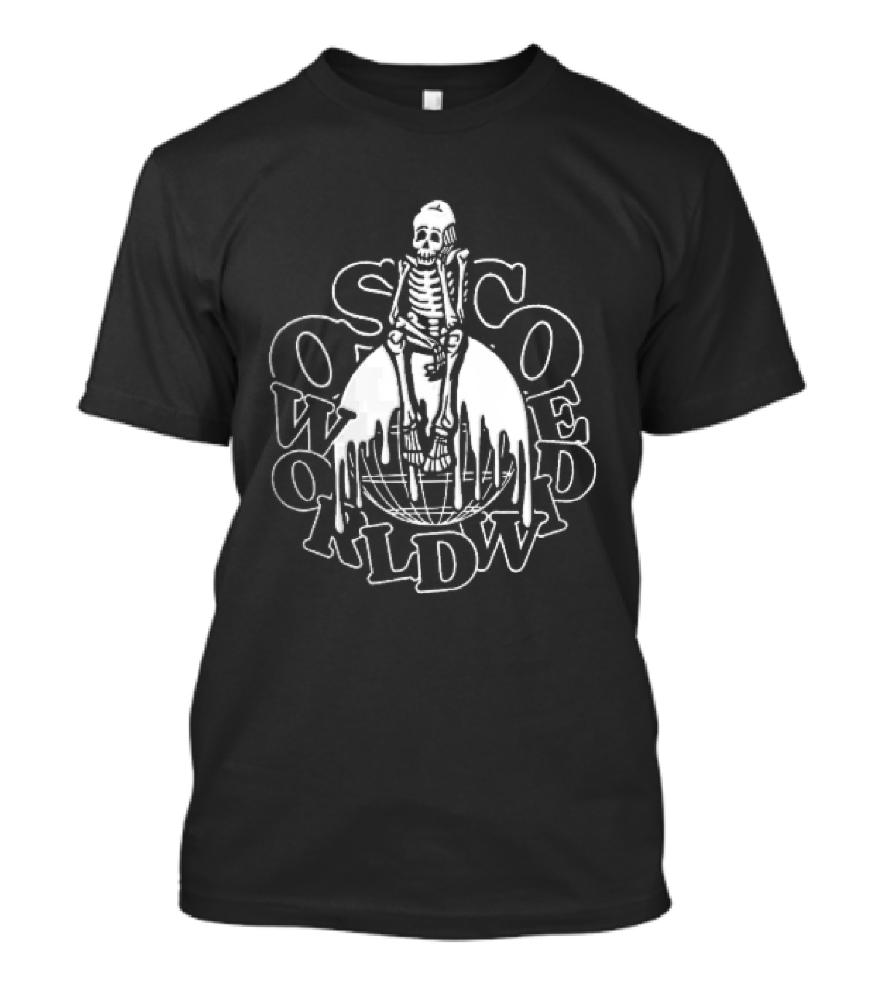 So So Coed Worldwide Skeleton On Dripping Globe KLDW T-Shirt
