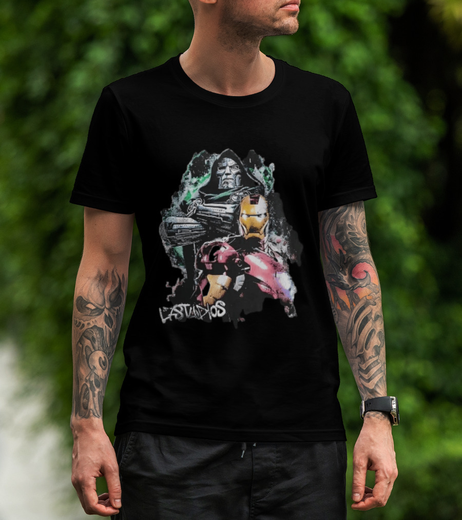 Lastudios Doctor Doom Iron Man Comic Book Dark Green Grunge T-Shirt