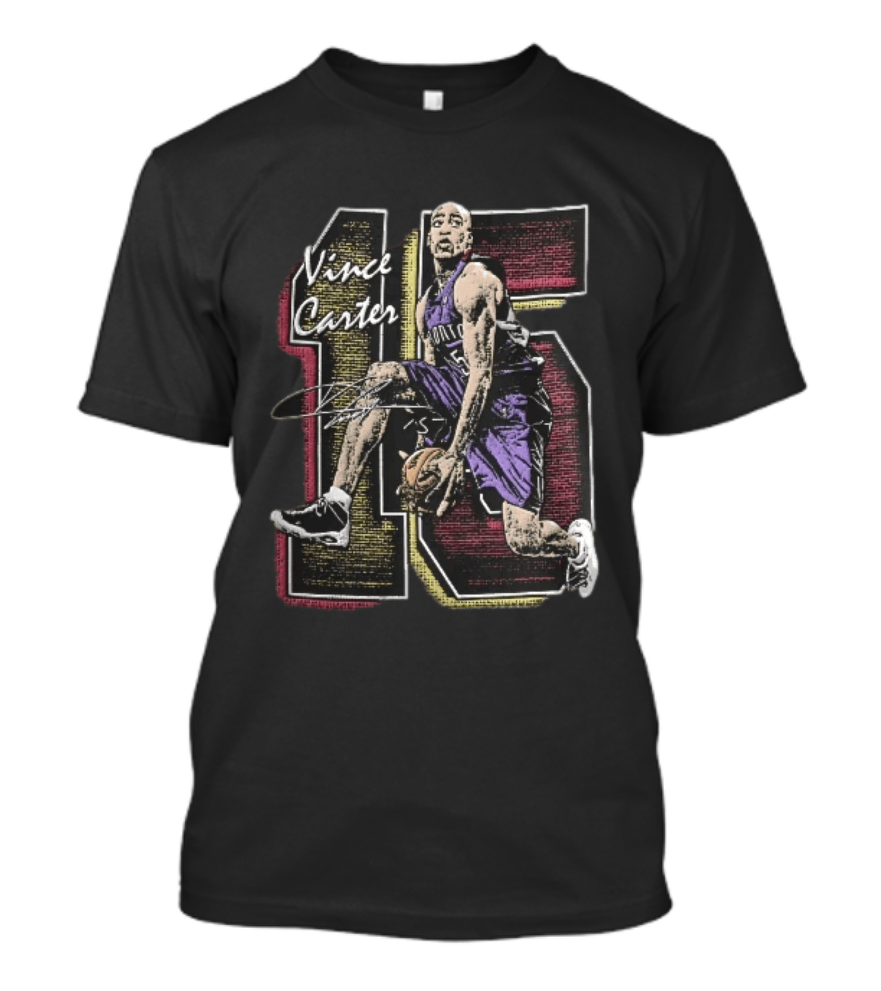 Vince Carter Toronto Raptors Number 15 Dunking Action Grunge T-Shirt
