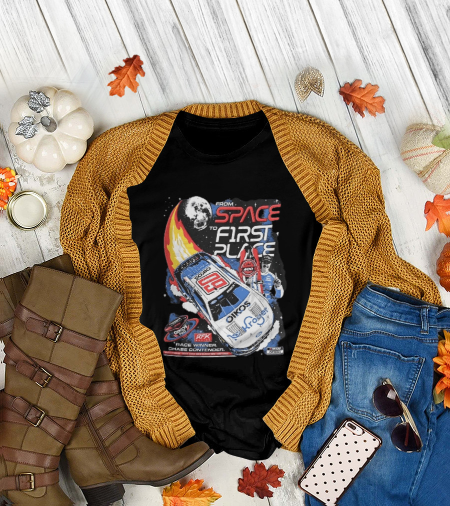 NASCAR From Space To First Place Ryan Preece RFK 2023 Race Winner Moon Flames Oikos 400 T-Shirt
