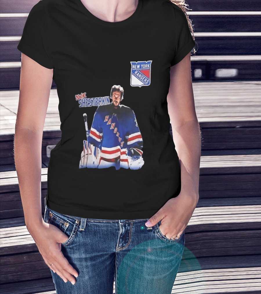 New York Rangers Igor Shesterkin NHL Goaltender Blue Uniform T-Shirt