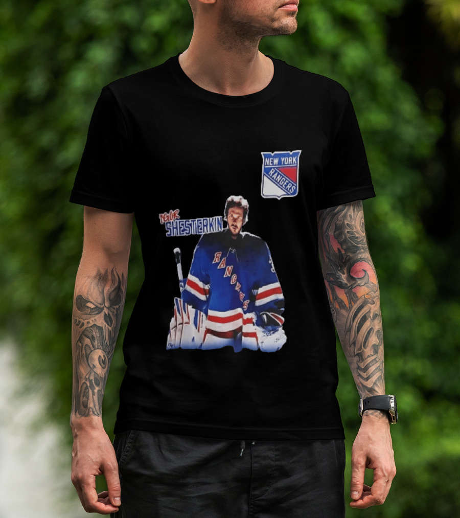 New York Rangers Igor Shesterkin NHL Goaltender Blue Uniform T-Shirt
