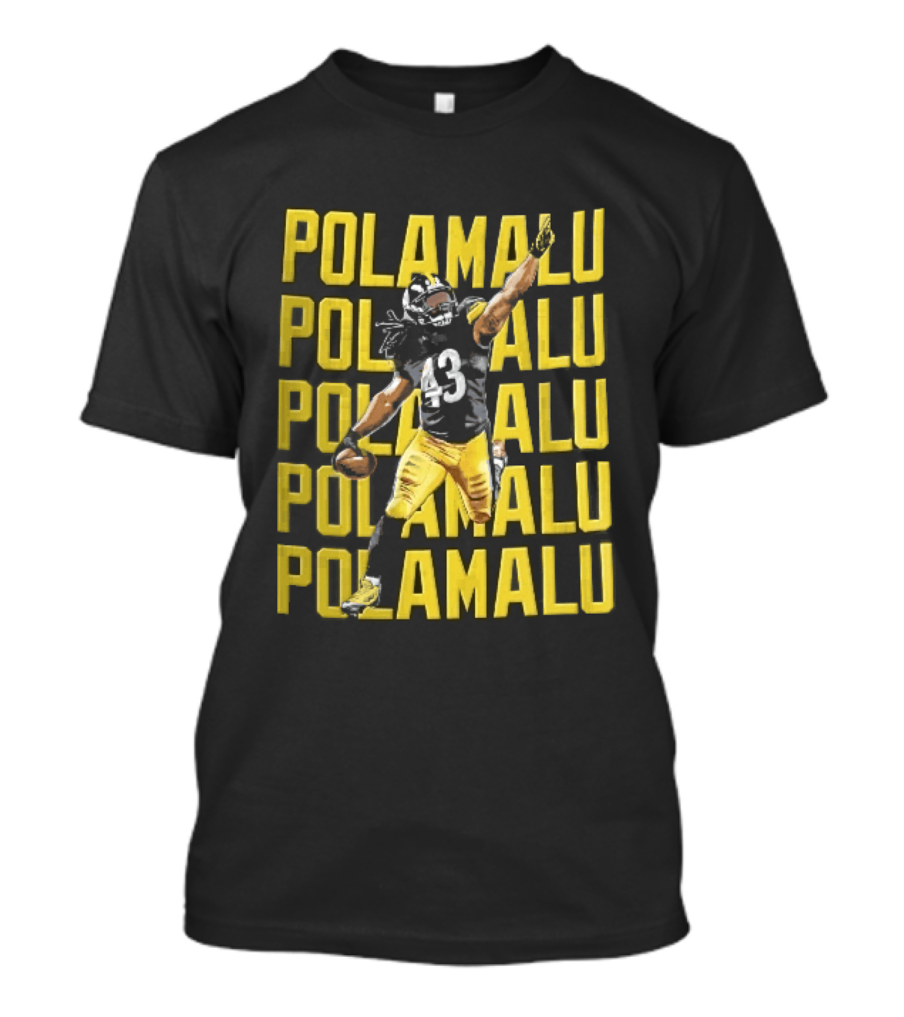 Pittsburgh Steelers Troy Polamalu Football Action Yellow Polamalu T-Shirt