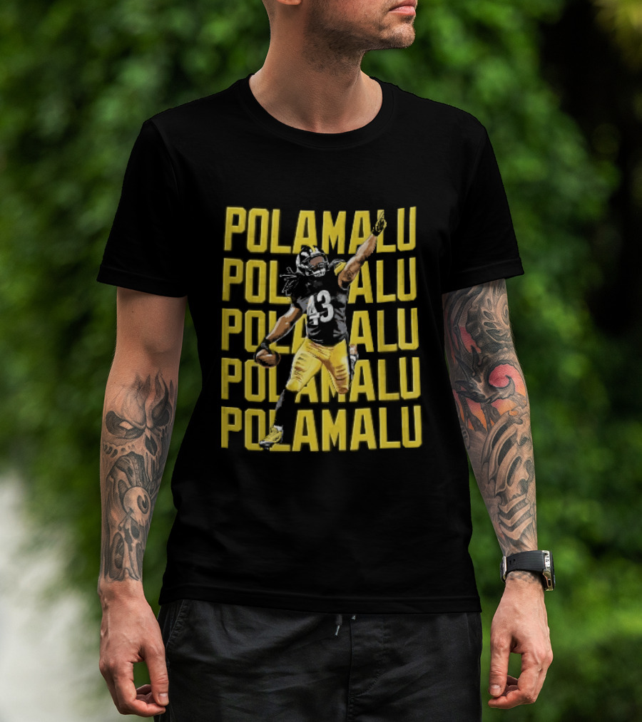 Pittsburgh Steelers Troy Polamalu Football Action Yellow Polamalu T-Shirt
