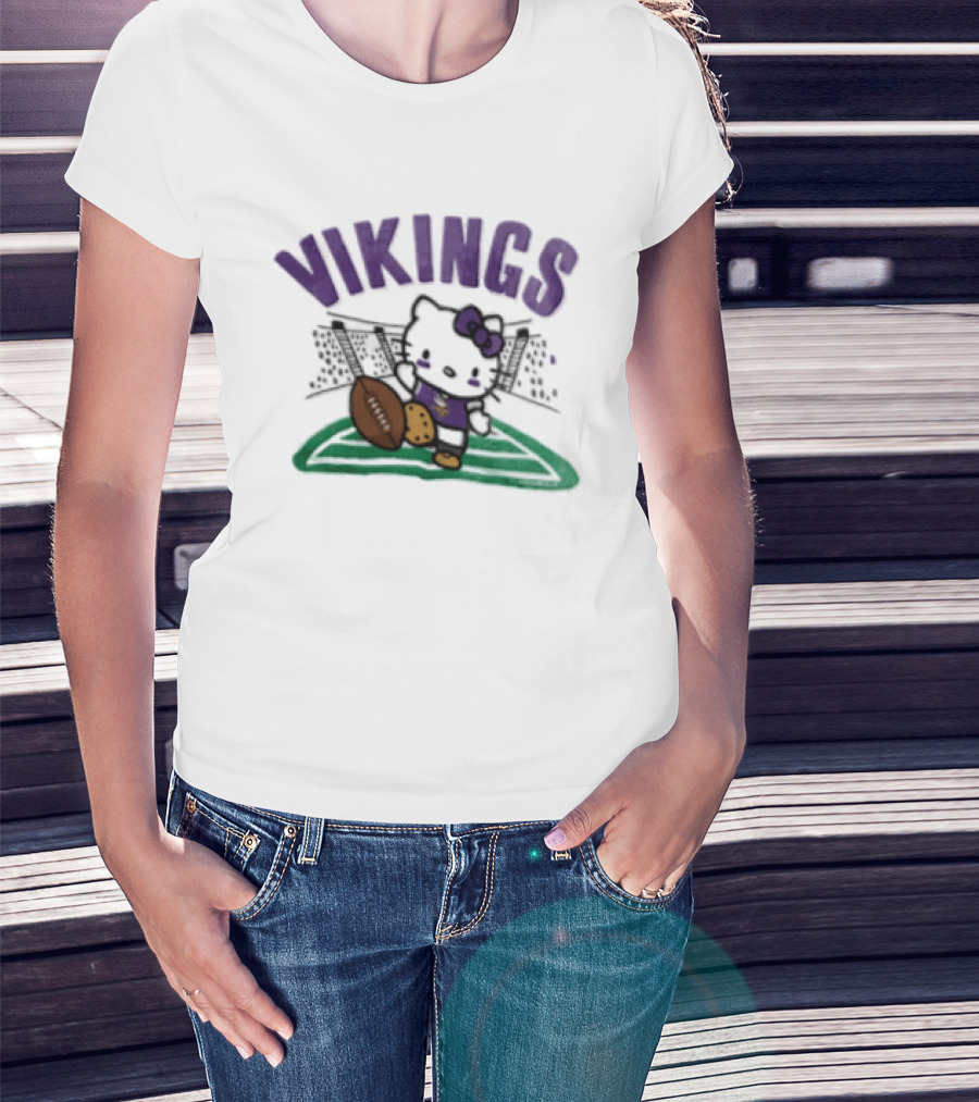 Hello Kitty Vikings Football Collaboration Kickoff T-Shirt