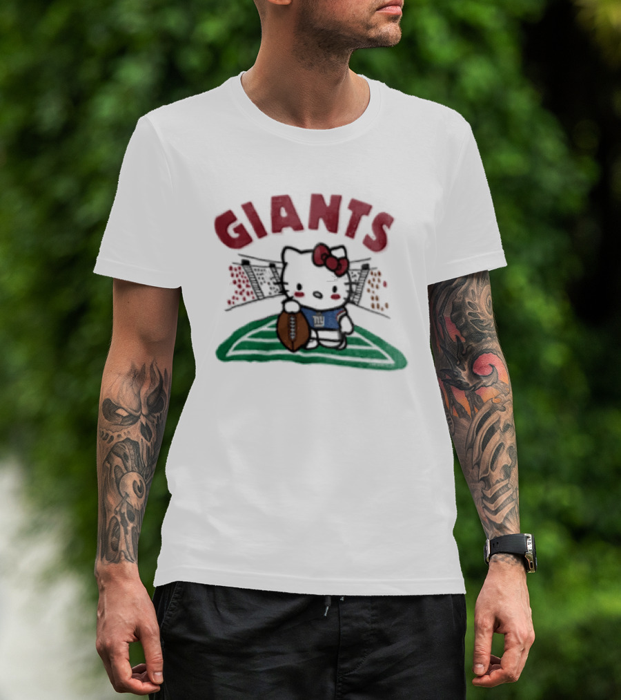 Hello Kitty New York Giants Collaboration Football Themed Holder T-Shirt