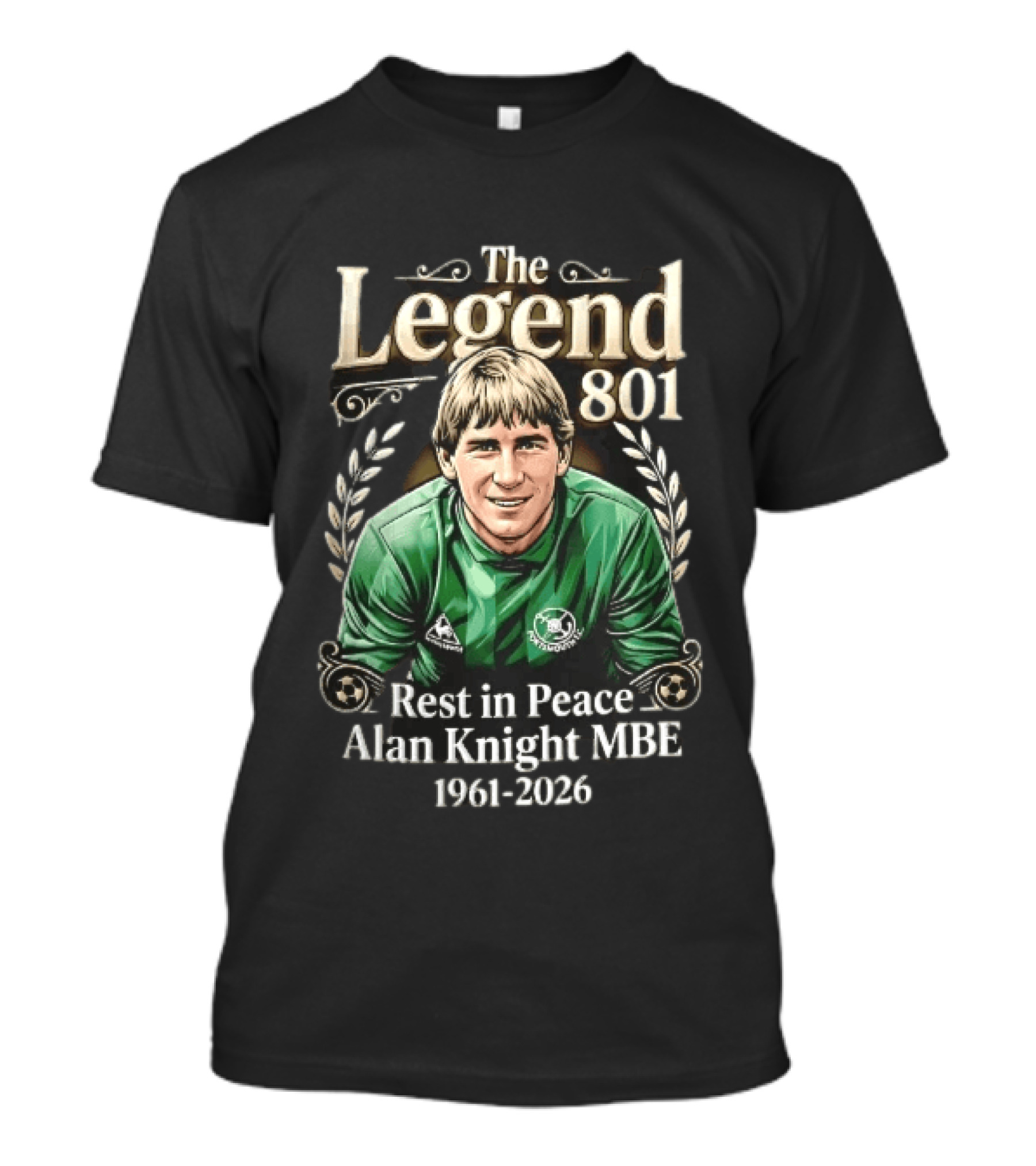Portsmouth FC The Legend 801 Alan Knight MBE 1961 2026 Goalkeeper Laurel Wreath T-Shirt