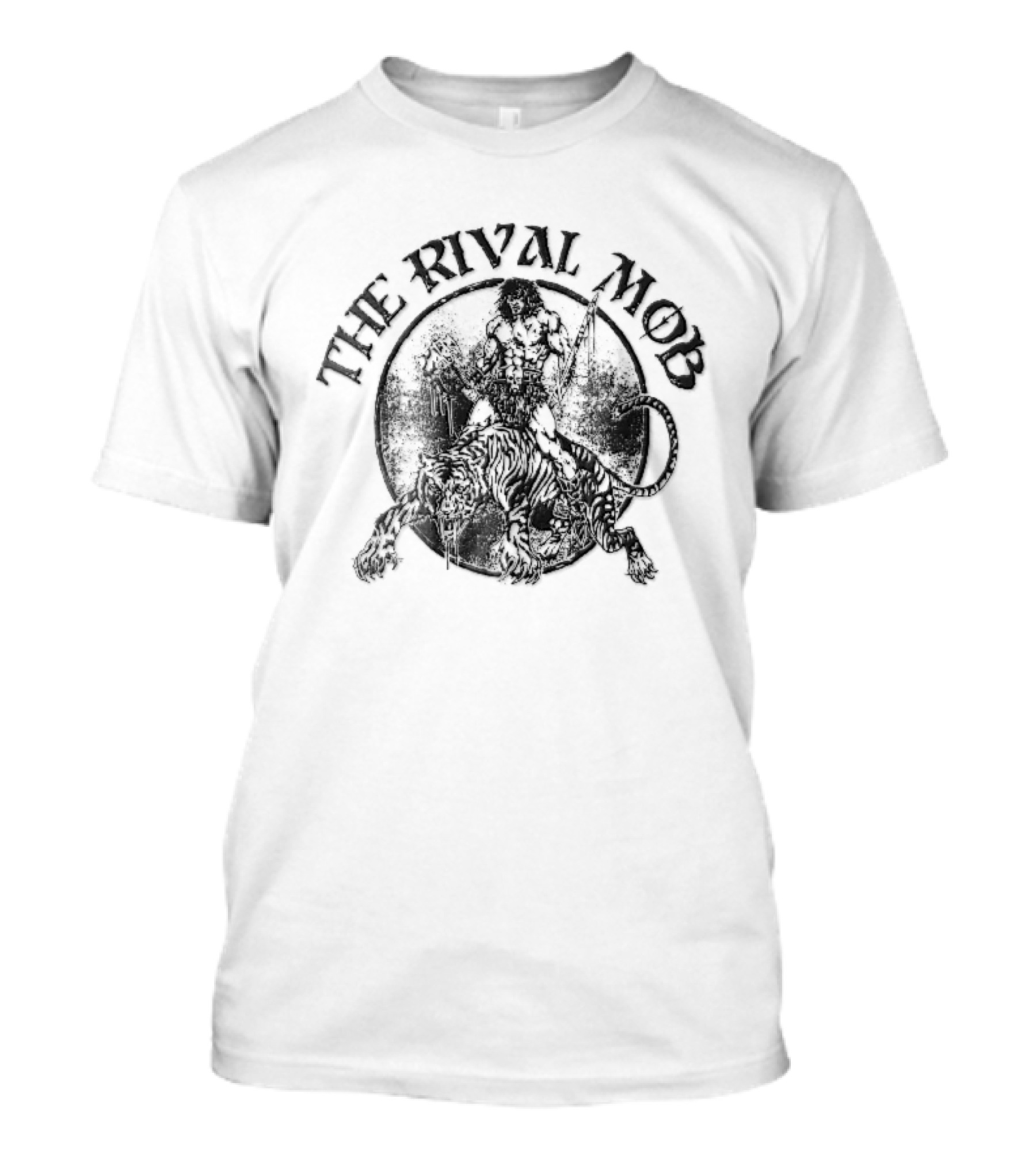 The Rival Mob Barbarian Riding Saber Toothed Tiger Distressed T-Shirt