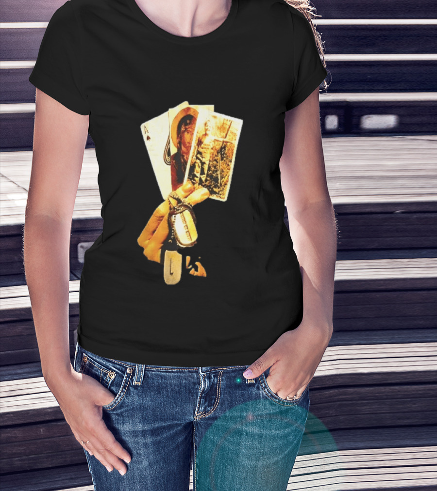 Ace Of Spades Virgin Mary Soldier Photograph Dog Tags T-Shirt