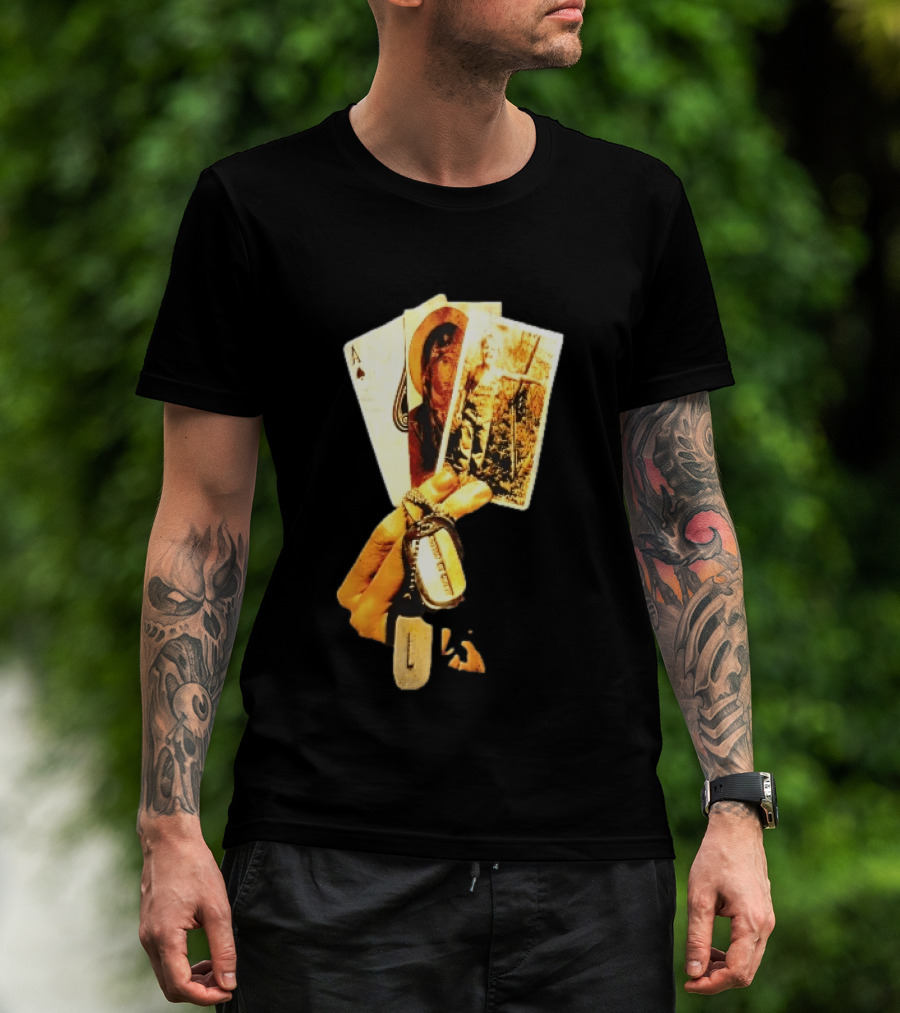 Ace Of Spades Virgin Mary Soldier Photograph Dog Tags T-Shirt