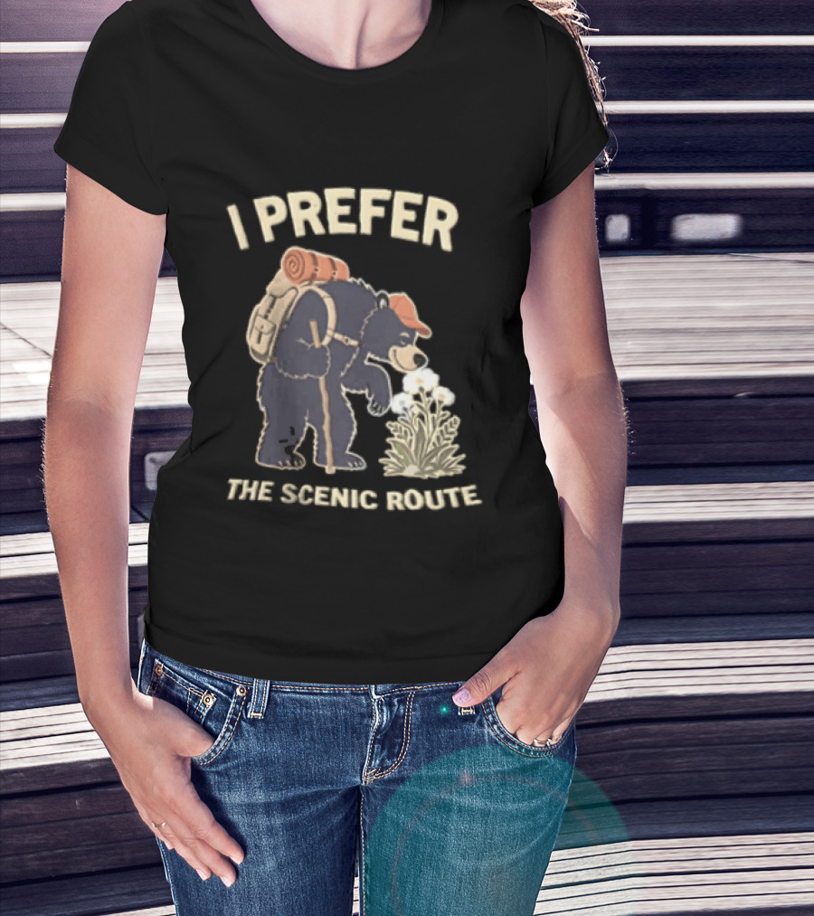 Bear I Prefer The Scenic Route Hiking Adventure T-Shirt