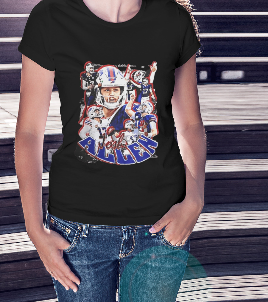 Buffalo Bills Josh Allen Action Collage Football Player T-Shirt