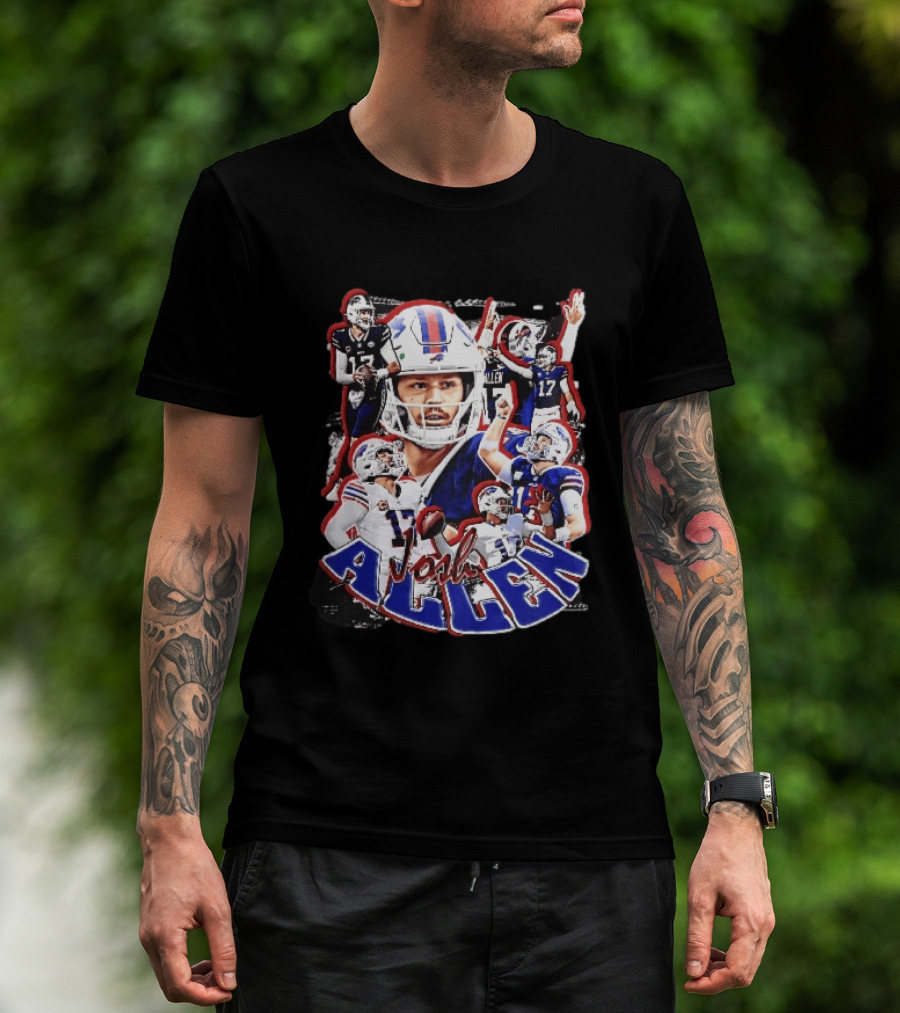 Buffalo Bills Josh Allen Action Collage Football Player T-Shirt