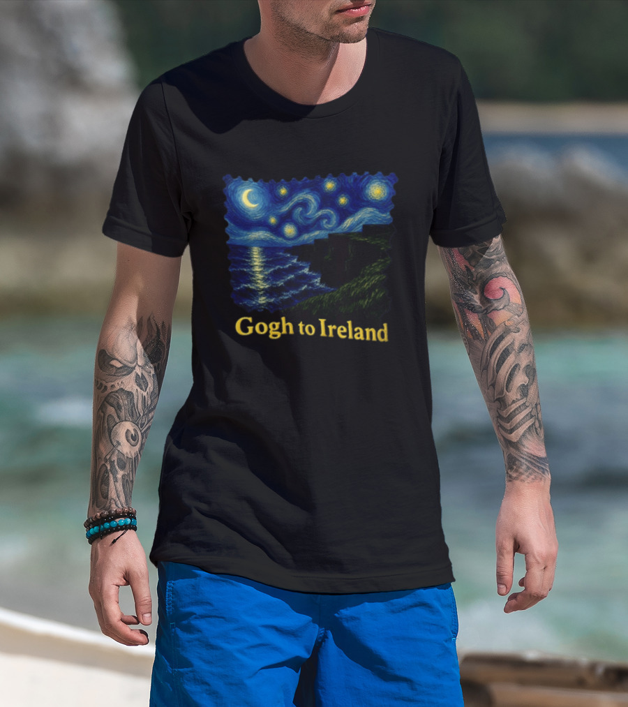 Van Gogh Starry Night Cliffs Overlook Gogh To Ireland T-Shirt