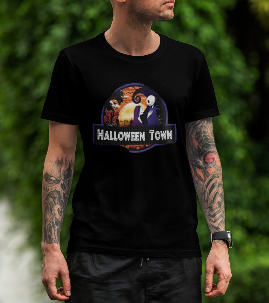 Halloween Town Jack And Sally Graveyard Scene Moonlit T-Shirt